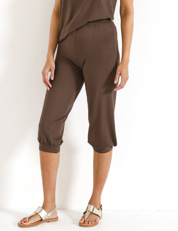Effen bolstaande 3/4-broek (chocolade)