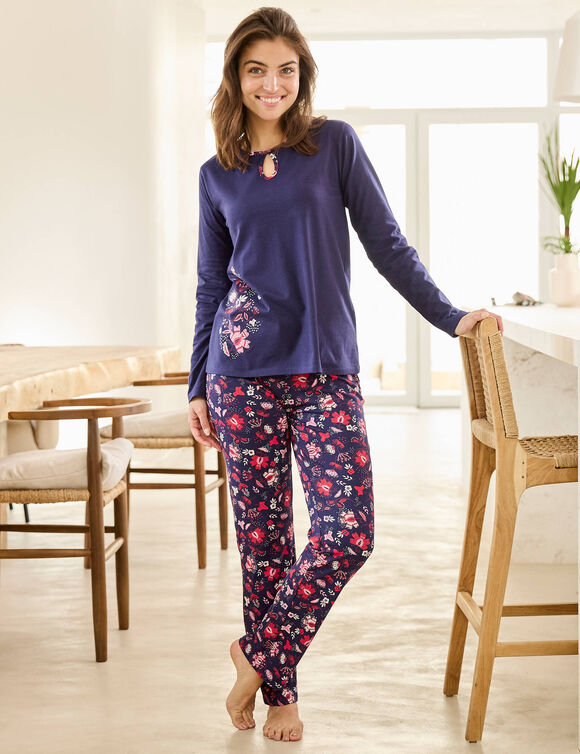Tee-shirt pyjama manches longues (marine)