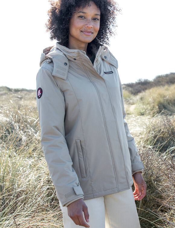 Parka imperm&eacute;able doubl&eacute;e polaire unie (beige)
