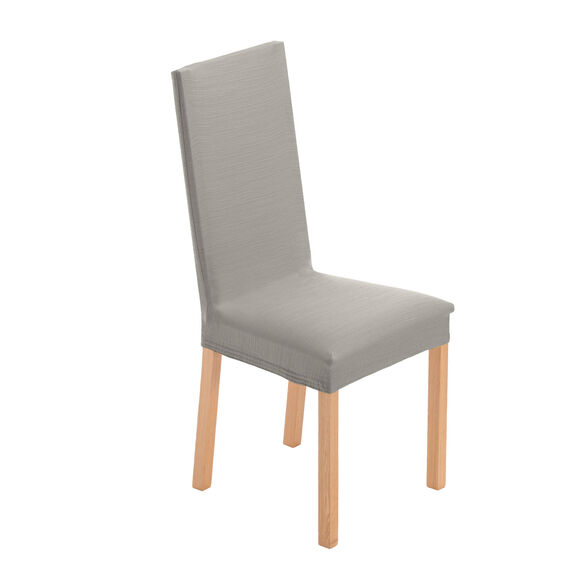 Housse chaise unie extensible - housse intégrale ou assise seule (gris perle)