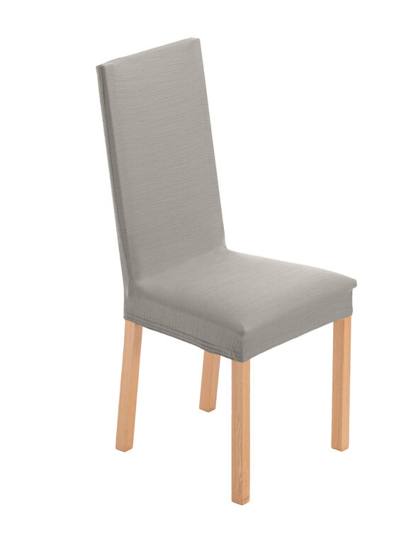 Housse chaise unie extensible - housse intégrale ou assise seule (gris perle)