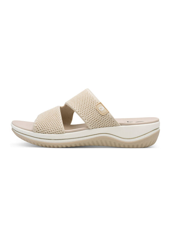 Mules compens&eacute;es, semelle confort (beige)