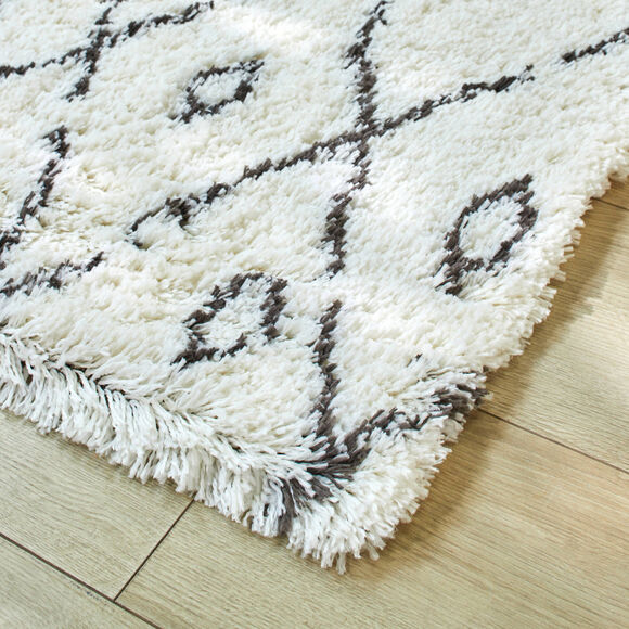 Tapis style berbère, coton (blanc / noir)