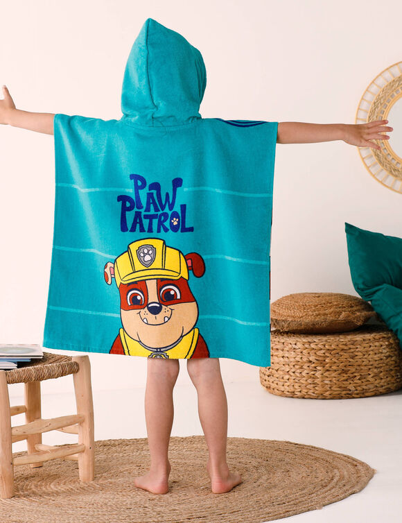 Gepersonaliseerde kinderbadponcho Paw Patrol®, katoenen badstof en velours - 320g/m² (smaragd)