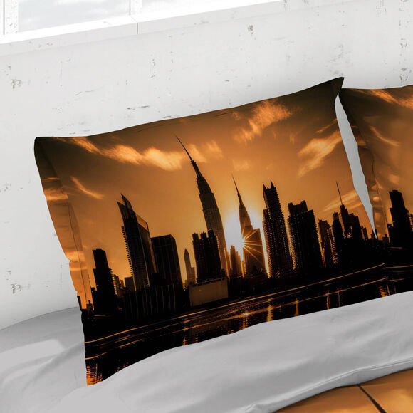 Linge de lit City coton (noir / orange)