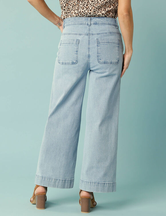 Jean taille haute Spécial Petites entrej. 65 cm, coupe large 7/8ème (bleached)