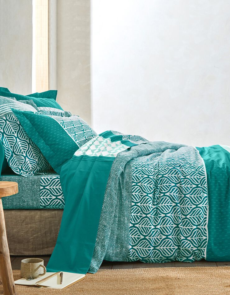 Linge de lit Tommy imprimé géométrique - coton (cèdre)