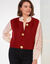 Gilet sans manches toucher doux, boutons dorés (bordeaux)