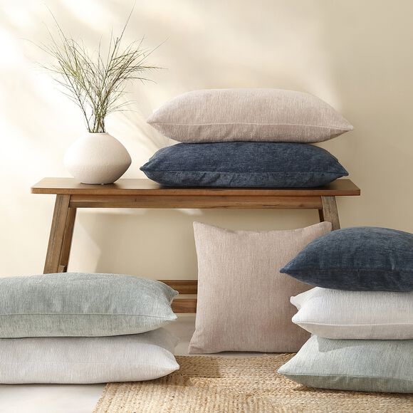 Housse de coussin chenille - lot de 2 (marine)
