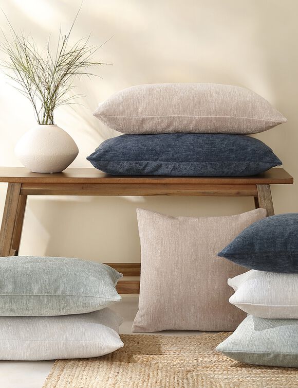 Housse de coussin chenille - lot de 2 (marine)