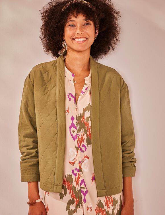 Veste matelassée col kimono (kaki)