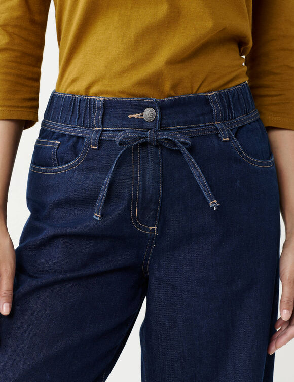 Jean large taille haute semi-&eacute;lastiqu&eacute;e &agrave; nouette (brut)