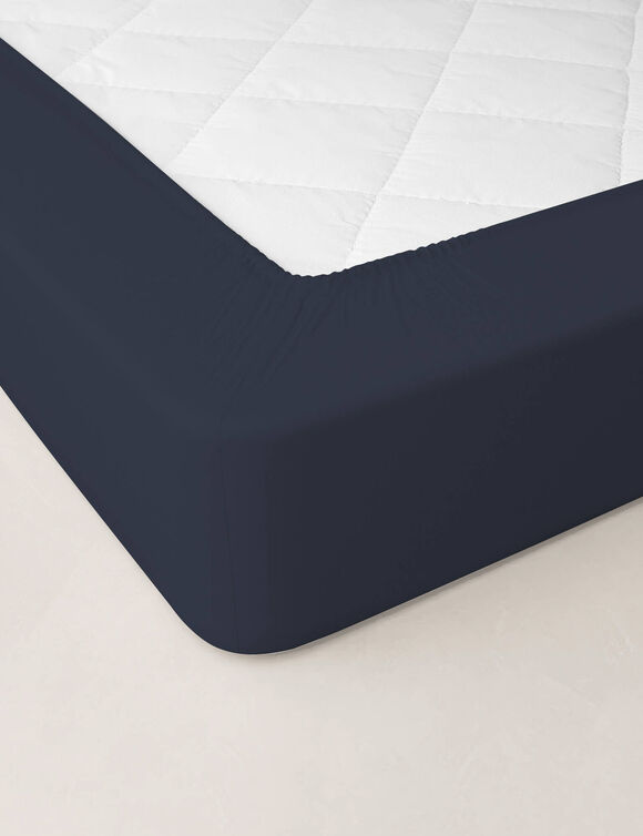 Hoeslaken van katoenbatist, 72 draden/cm&sup2; - hoek 40 cm (inktblauw)