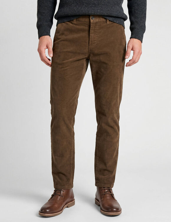 Pantalon chino velours fines c&ocirc;tes  (taupe)
