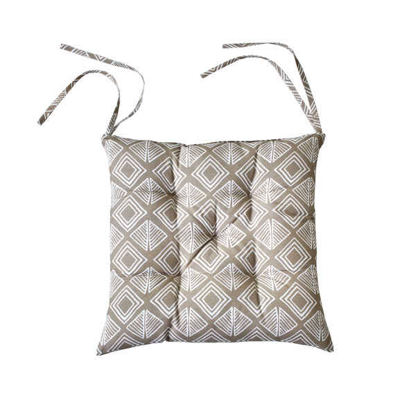 Galette de chaise imprimé géométrique - lot de 2 (beige / blanc)