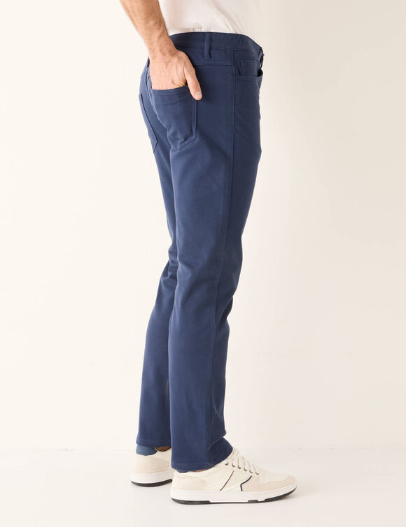 Pantalon droit 5 poches ceinture &eacute;lastiqu&eacute;e invisible - L30 (marine)