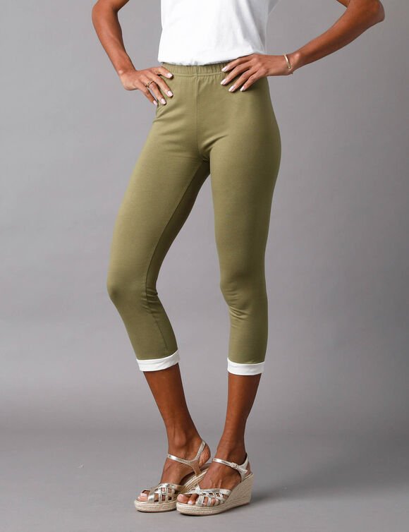 Legging 3/4 taille élastiquée (bronze / ivoire)