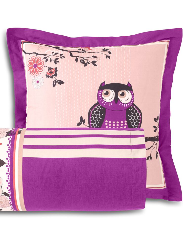 Linge de lit Chouette flanelle (prune)