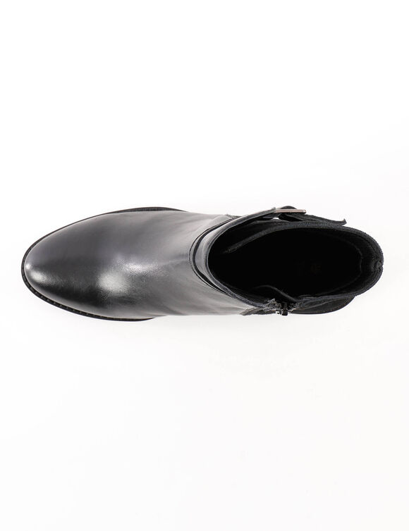 Boots boucle cuir bi-matière. (noir)