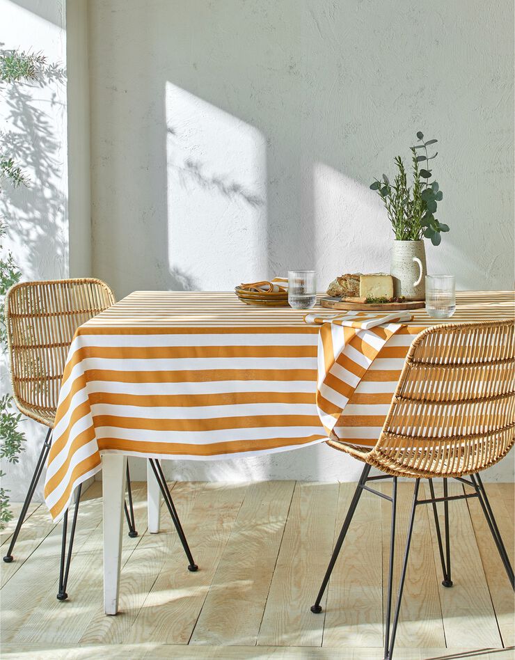 Gestreept tafellaken, collectie Ninole (geel / wit)