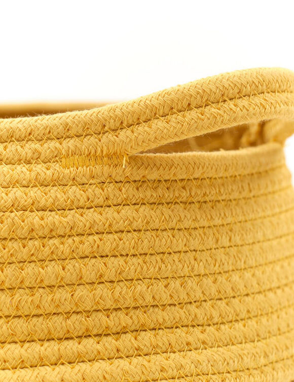 Panier bicolore rond corde coton (curry)