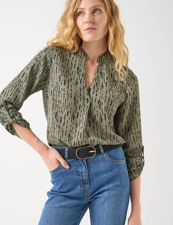 Riem met goudkleurige gesp, su&egrave;desplitleer (zwart)