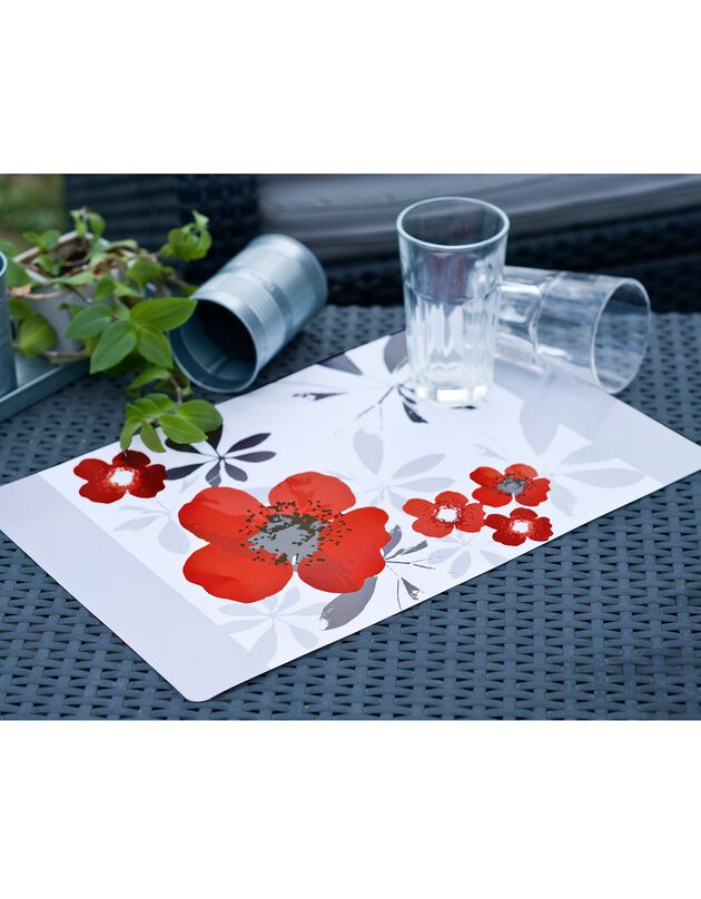 Set de table rectangulaire imprimé Coquelicots – lot de 4 (rouge)