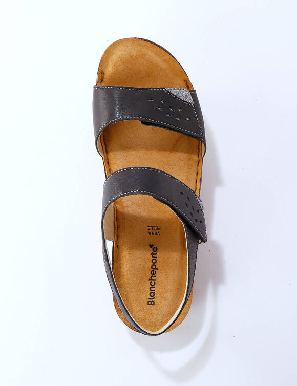 Leren sandalen met scratchsluiting, comfortbreedte (marine)