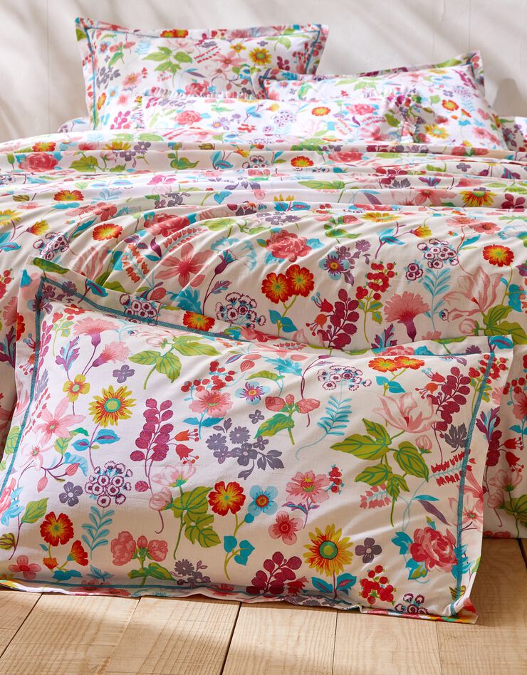 Bedlinnen Kelly in katoen met bloemenprint (wit)