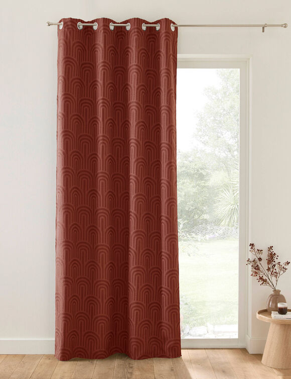 Isolerend gordijn met jacquard-motief van bogen (terracotta)