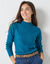 Trui met opstaande kraag, 63 cm lang (eendenblauw)