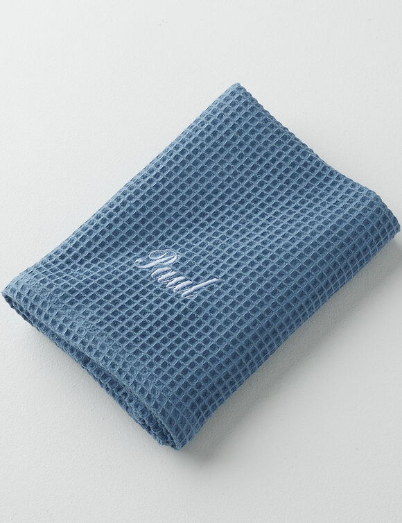 Serviette de bain nid d'abeille  Colombine&reg;, personnalisable, 240 g/m2 (bleu)