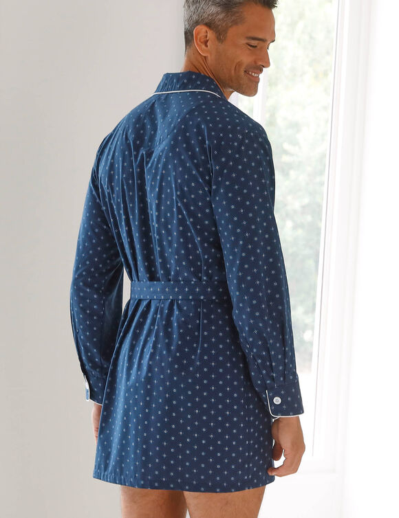Bedrukt pyjamajasje - popeline van polykatoen (marine)