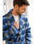 Kamerjas in fleecetricot (blauw geruit)