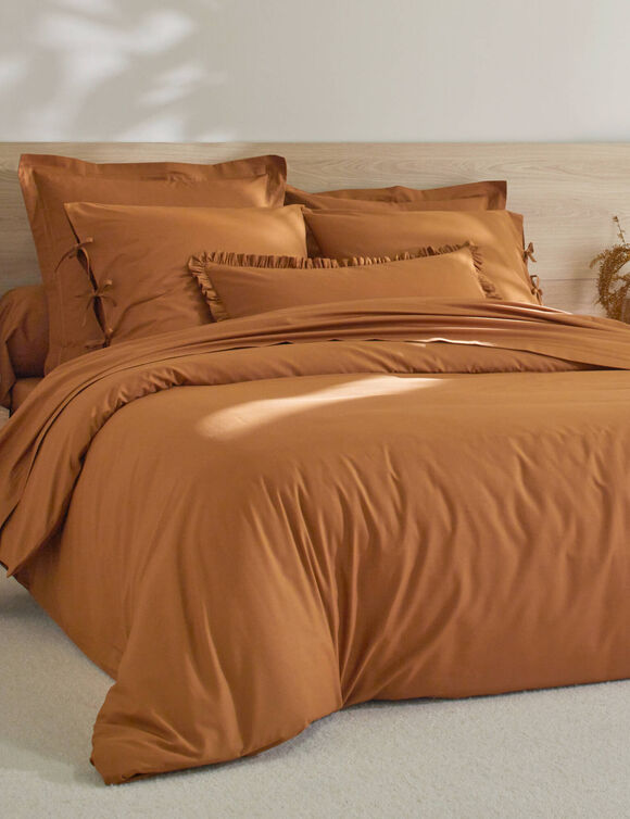 Linge de lit uni percale (châtaigne)