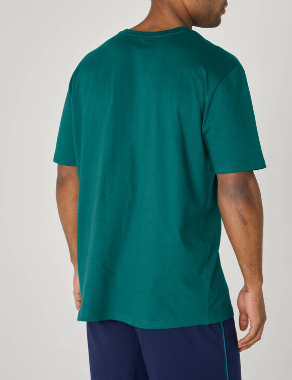 T-shirt pyjama motif plac&eacute; manches courtes (vert)