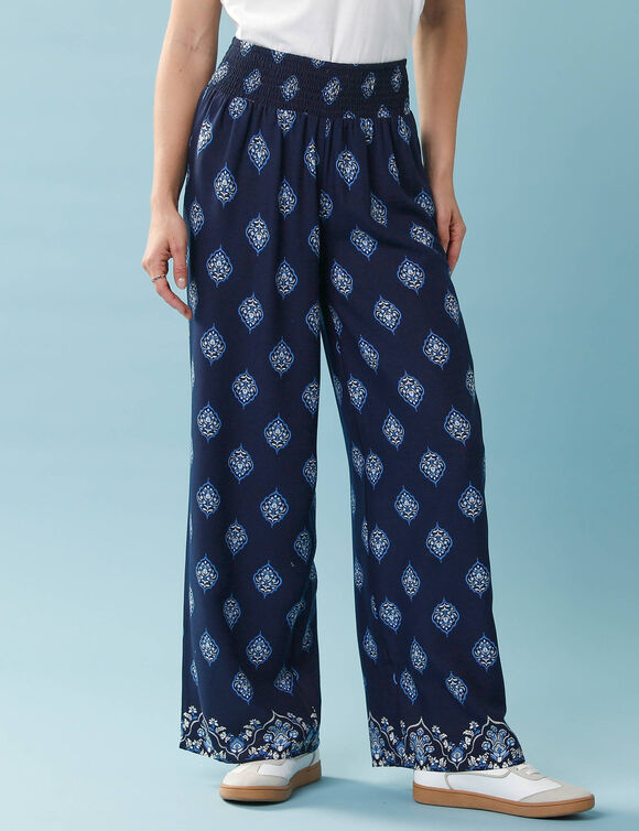 Pantalon imprim&eacute; Sp&eacute;cial Petite fluide (marine / bleu)