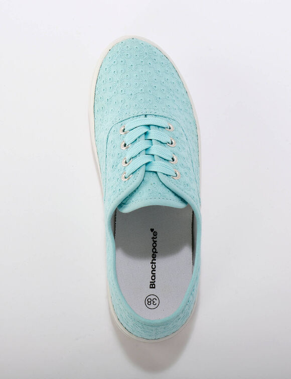 Tennis en toile brod&eacute;e (bleu)