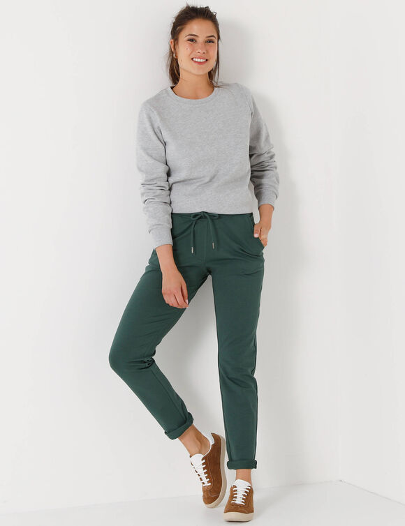 Pantalon jogpant ceinture élastiquée molleton  (vert sapin)