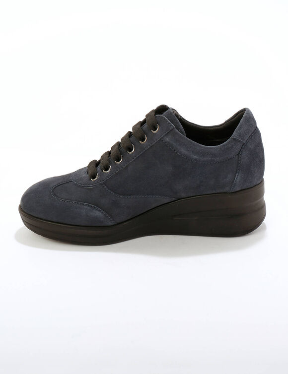 Comfortabele leren sneakers met sleehak, LWG gecertificeerd (grijsblauw)