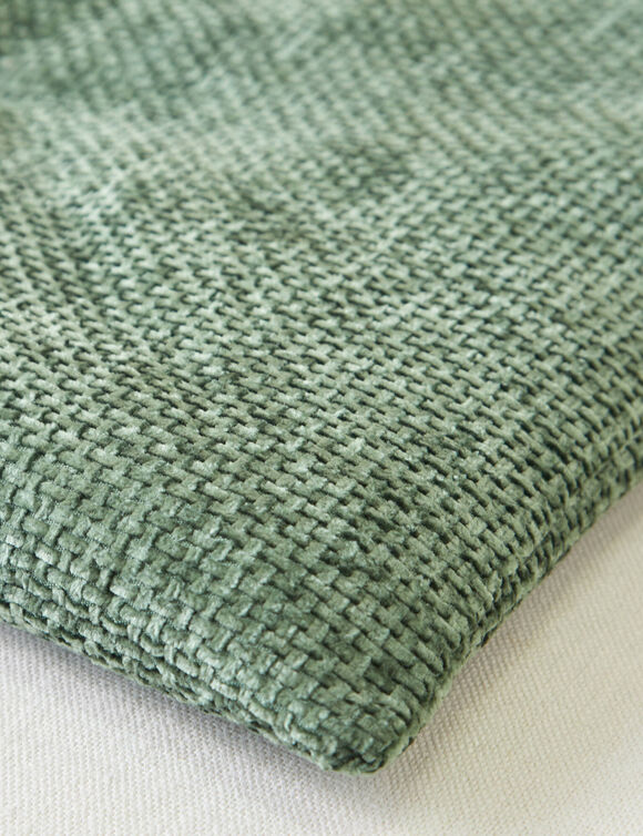 Long coussin de canapé tissage chenille (vert)