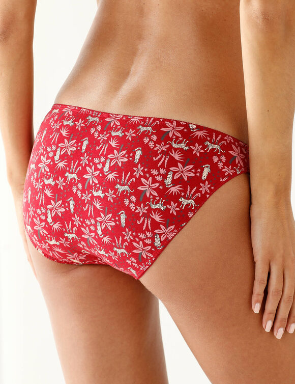 Slip coton imprim&eacute; motifs "panth&egrave;re" assortis &ndash; Lot de 4 (rouge)