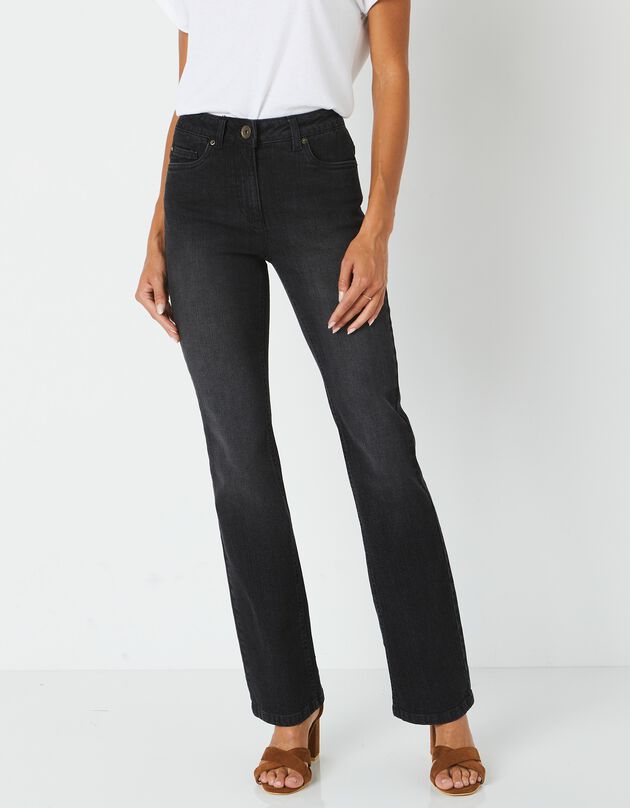 Jean bootcut coupe stretch, spécial petites (noir)