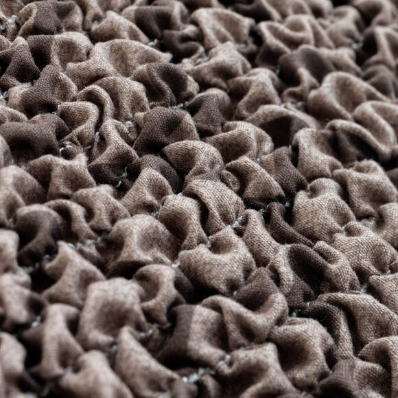 Housse bi-extensible microfibre gaufrée graphique pour fauteuil et canapé (chocolat)
