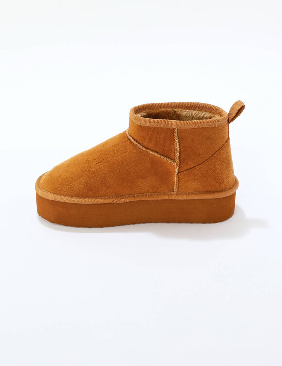 Boots fourrées, semelle plateforme (caramel)