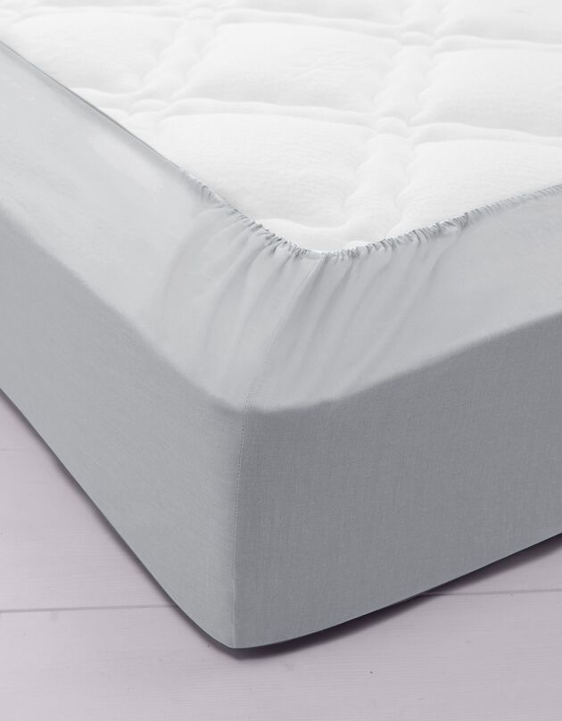 Drap-housse uni polyester - coton bonnet 32 cm (gris perle)