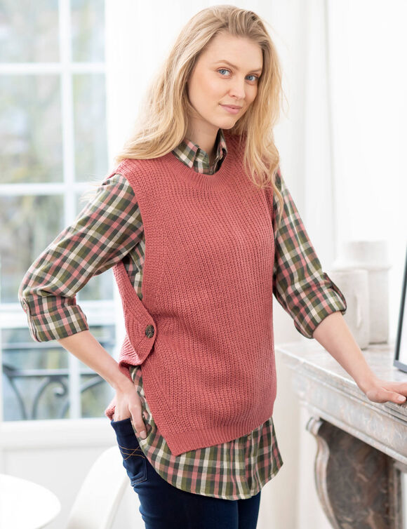 Pull sans manches, forme boite (bois de rose)