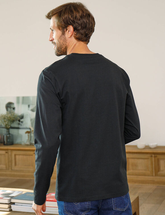 T-shirt col rond manches longues - lot de 3 (noir + vert + tilleul)