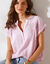 Blouse unie manches courtes, double gaze de coton (mauve)