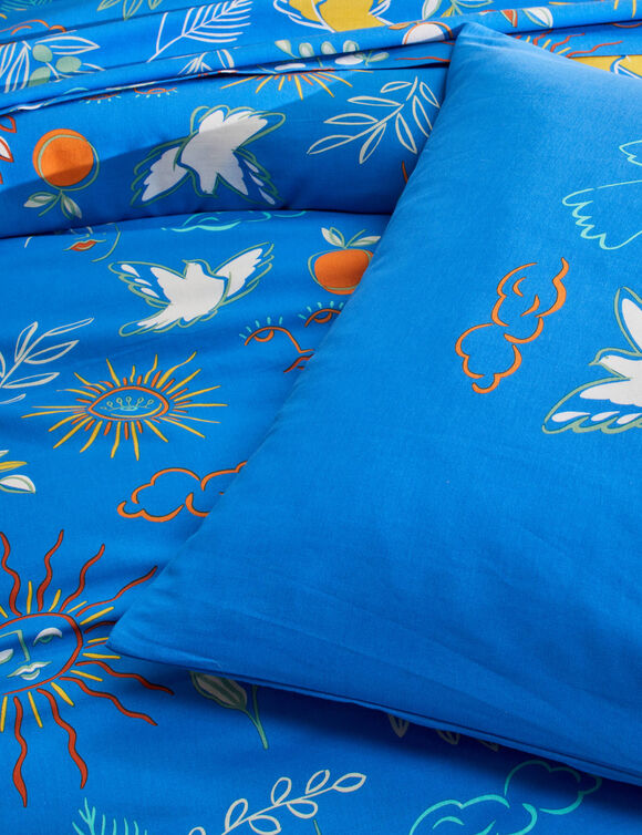 Bedlinnen Madère met Provençaalse print - in katoen (blauw)